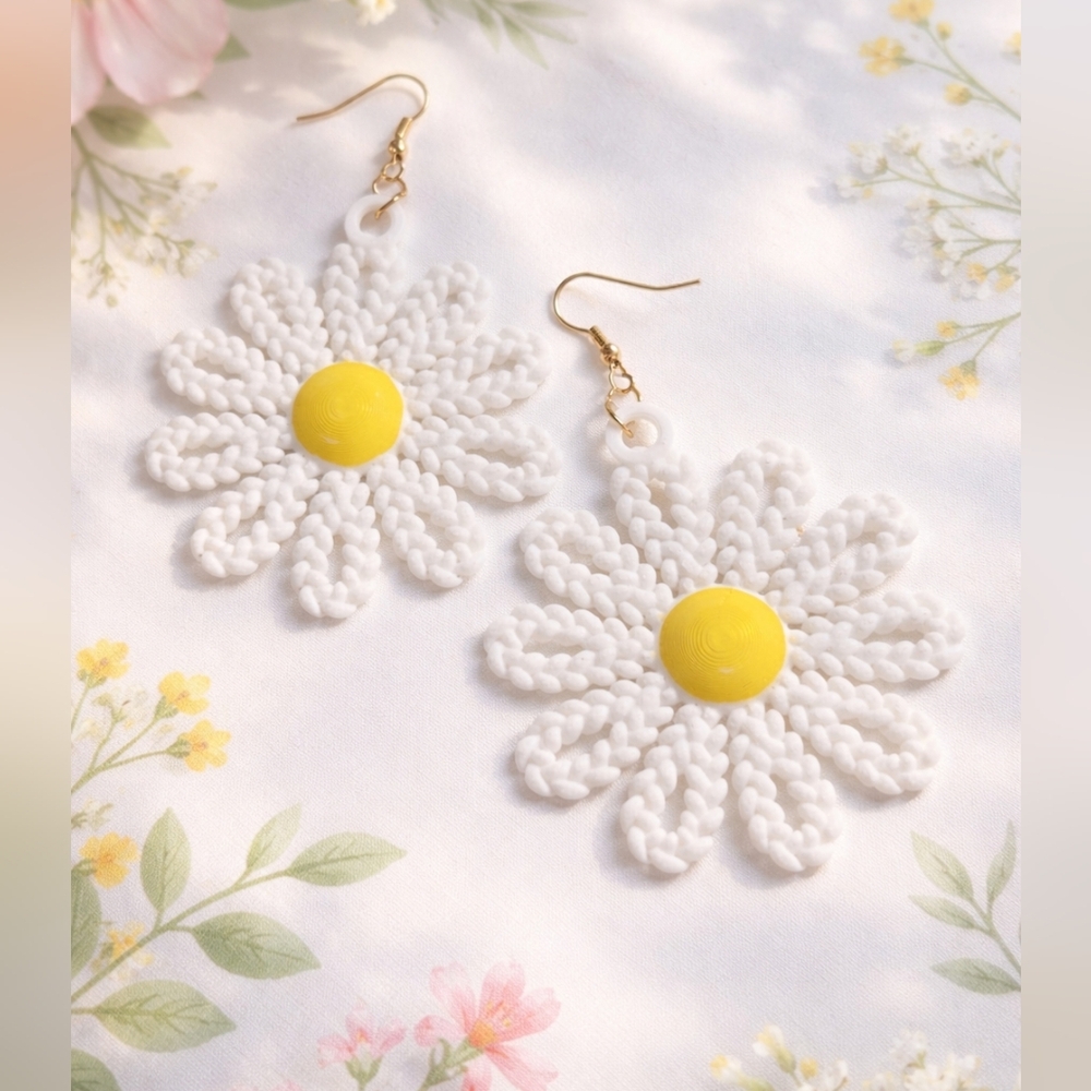 3d printed Daisy Chunky earrings Multi color